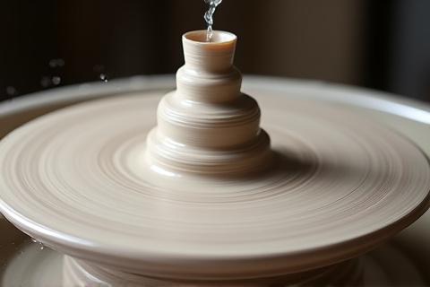 Ton ist perfekt auf einer Töpferscheibe zentriert